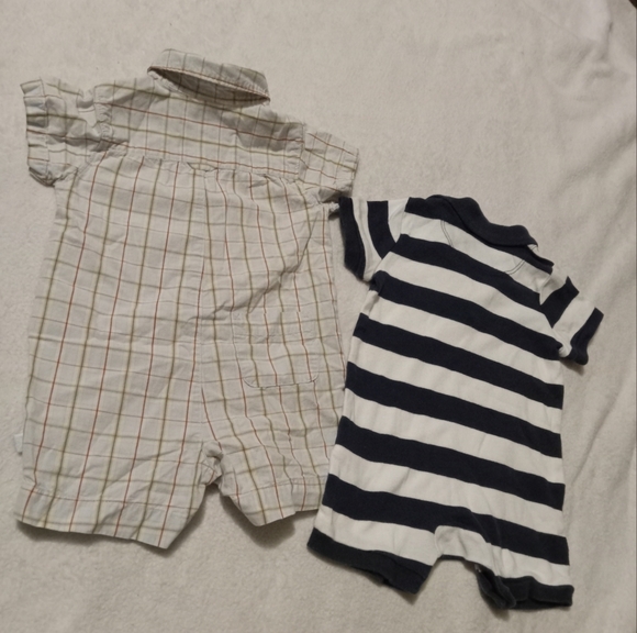 Old Navy 2pc Plaid & Stripe Romper Set - Picture 3 of 5